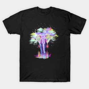 Colorful Galaxy Elephant Purple Tribal T-Shirt